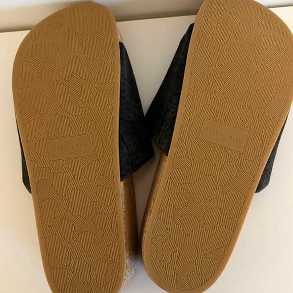 Veronica Beard Dresdyn Suede Cork Platform Slide Sandals in Black, Size 11 - Picture 11 of 11